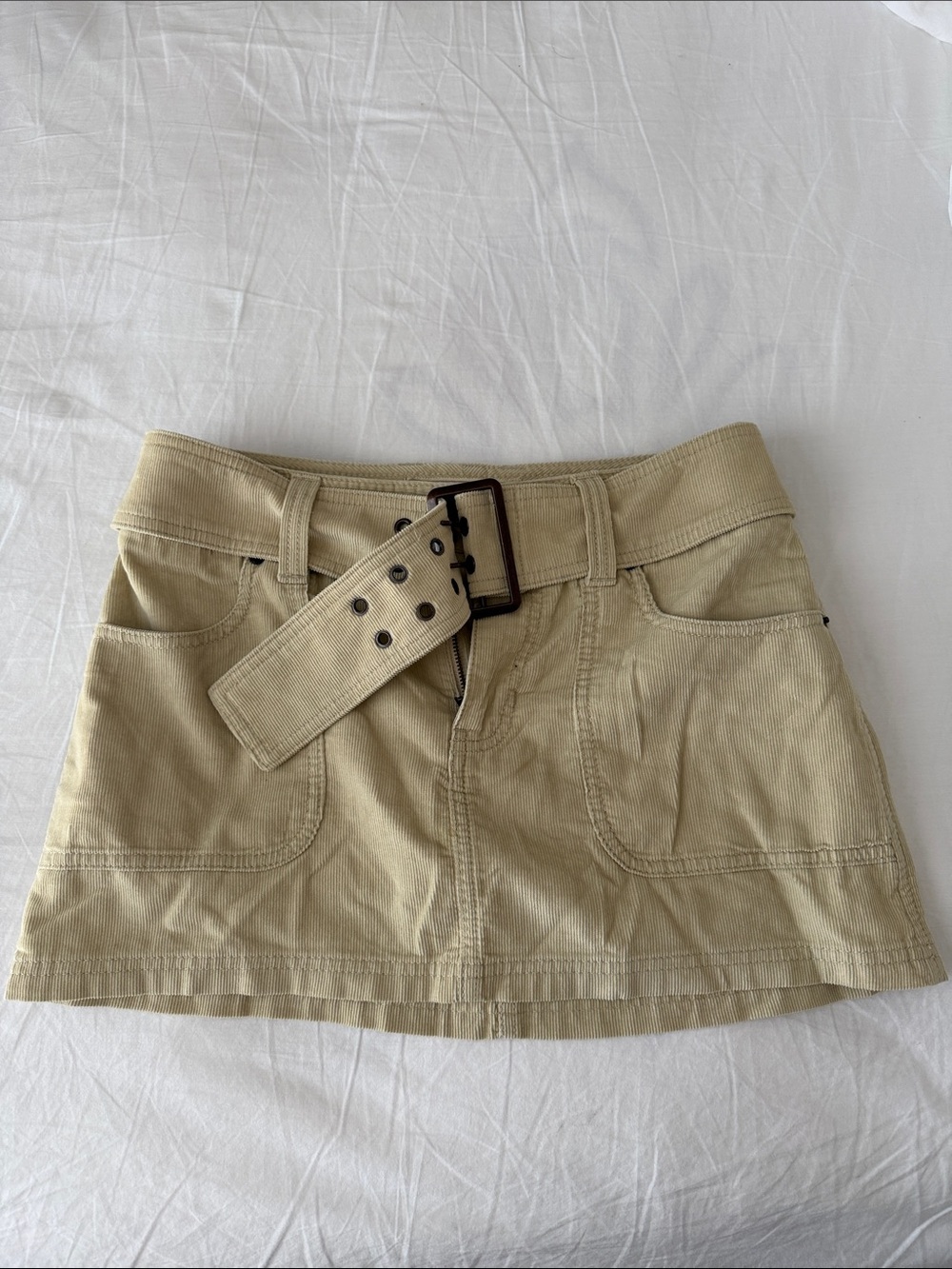 Abercrombie & Fitch Khaki Mini Skirt with Attached Belt
